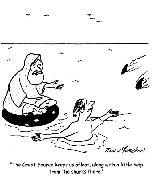 "The Great Source keeps afloat, along with a little help from the sharks there."
