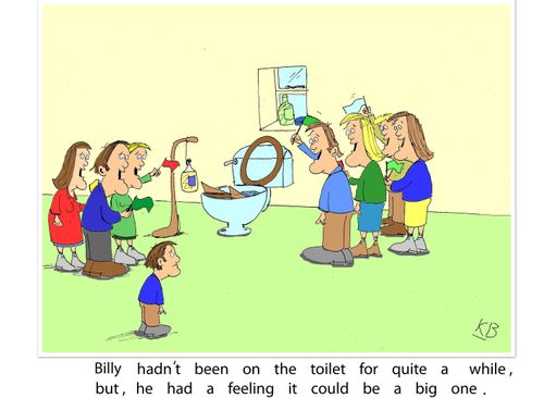 Billy hadn't been on the toilet for quite a while, but, he had a feeling it could be a big one.