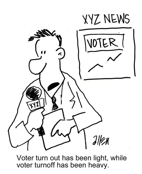 "Voter turnout has been light, while voter turnoff has been heavy."