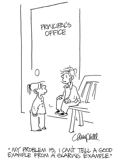 "My problem is, I can't tell a good example from a glaring example."