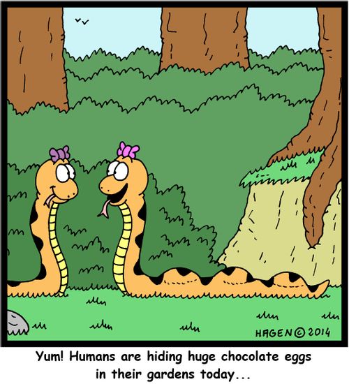 'Yum! Humans are hiding huge chocolate eggs in their gardens today...'