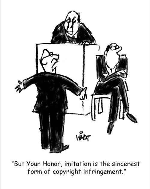 'But your honor, imitation is the sincerest form of copyright infringement.'