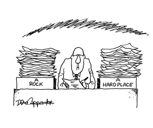 A rock, a hard place.