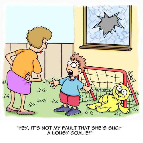 'Hey, it's not my fault that she's such a lousy goalie!'