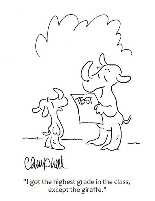 "I got the highest grade in the class, except the giraffe."