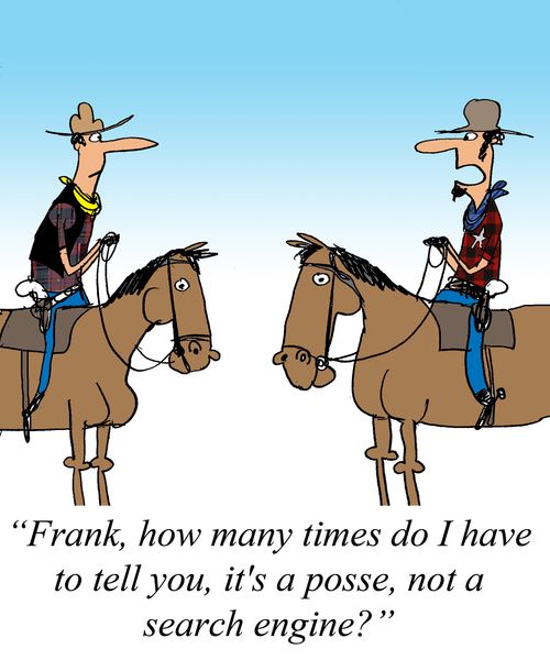 "Frank, how many times do I have to tell you, it's a posse, not a search engine."