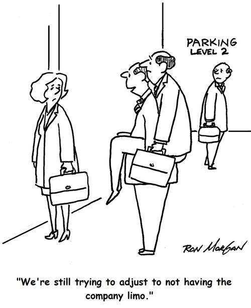 'We're still trying to adjust to not having the company limo.'