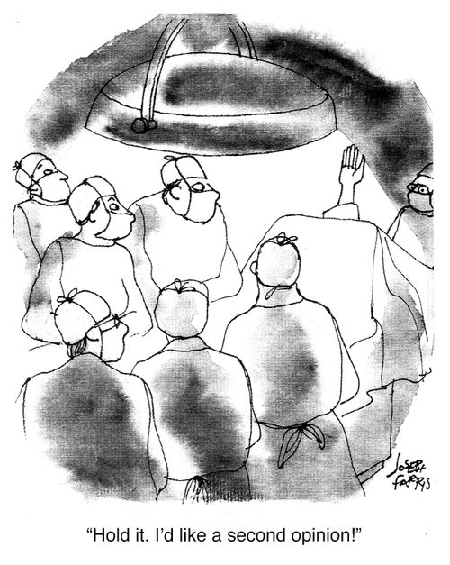 "Hold it. I'd like a second opinion!"
