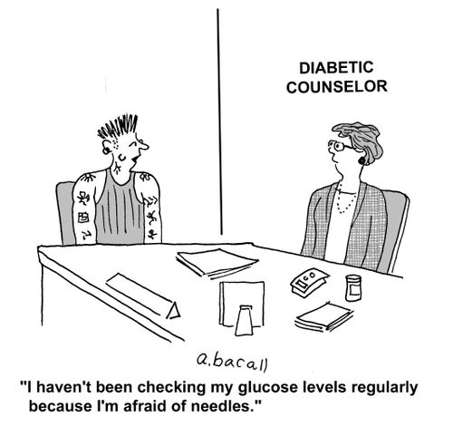 'I haven't been checking my glucose levels regularly because I'm afraid of needles.'