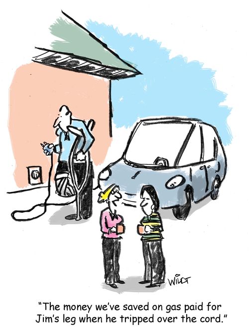 'The money we're saved on gas paid for Jim's leg when he tripped over the cord.'