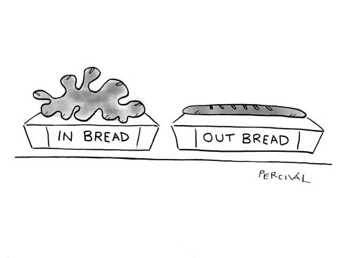 Weird shaped bread and a French baguette.