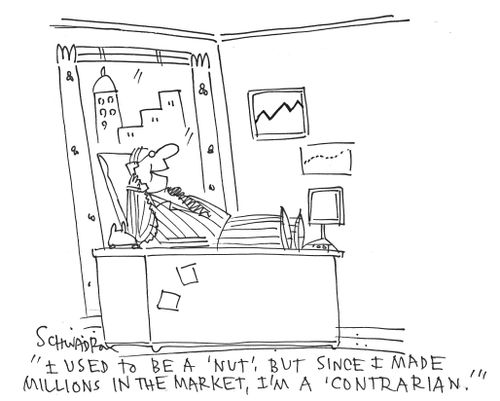 'I used to be a 'nut', but since I made millions in the market, I'm a 'contrarian'.'