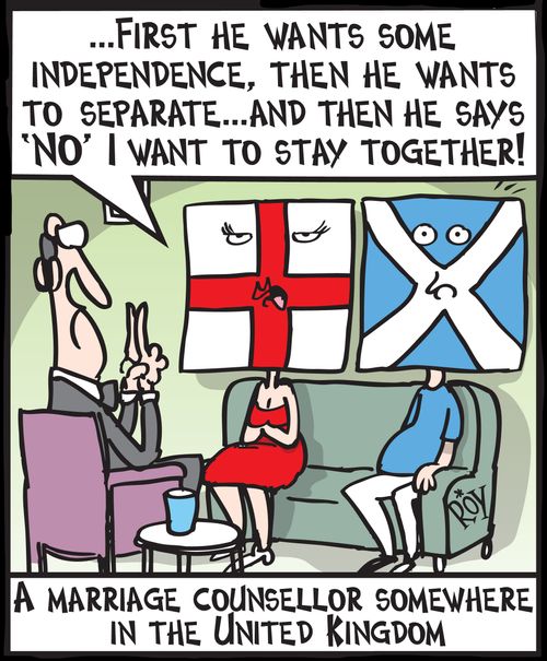 '...First he wants some independence, then he wants to separate...and then he says NO I want to stay together!'