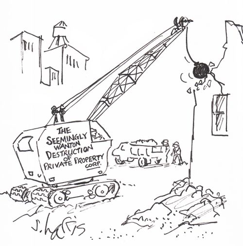 The seemingly wanton destruction of private property corp.