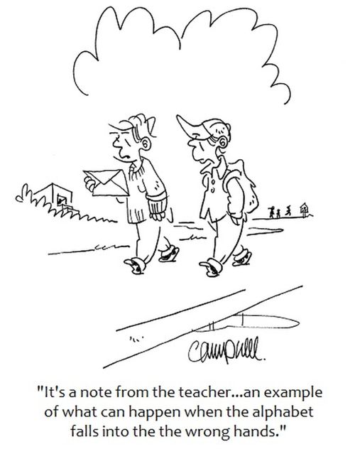 "It's a note from the teacher...an example of what can happen when the alphabet falls into the wrong hands."