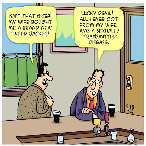 'Isn't that nice? My wife bought me a brand new tweed jacket!'