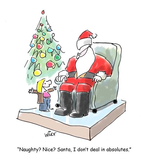 'Naughty? Nice? Santa, I don't deal in absolutes.'