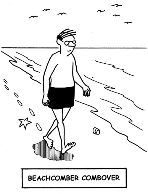 Beachcomber wears his hair in a combover fashion.