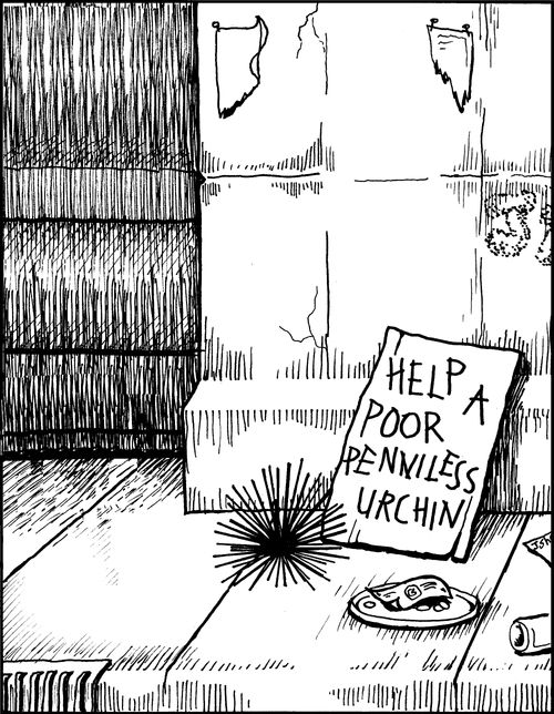 'Help a poor penniless urchin.'