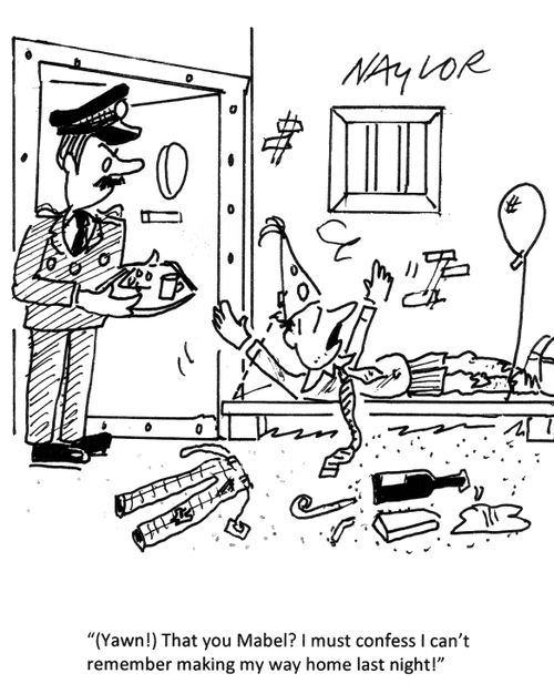 '(Yawn!) That you Mabel? I must confess I can't remember making my way home last night!'