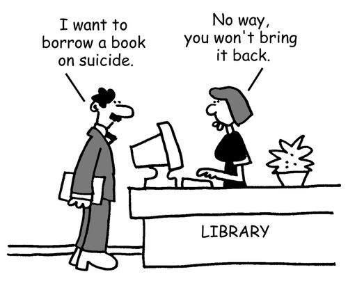 "I want to borrow a book on suicide."