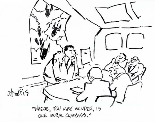 "Where, you may wonder, is our moral compass."