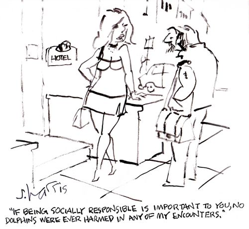 "If being socially responsible is important to you, no dolphins were ever harmed in any of my encounters."