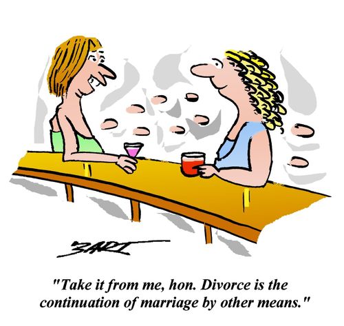'Take it from me, hon. Divorce is the continuation of marriage by other means.'
