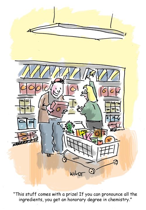 "This stuff comes with a prize! If you can pronounce all the ingredients, you get an honorary degree in chemistry."