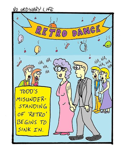 RETRO DANCE: Todd's misunderstanding of 'retro' begins to sink in.