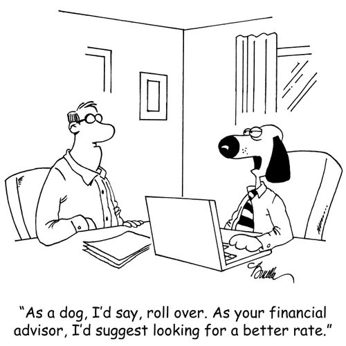"As a dog, I'd say, roll over. As your financial advisor, I'd suggest looking for a better rate."