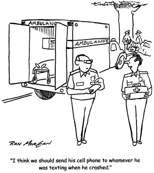 "I think we should send his cell phone to whomever he was texting when he crashed."