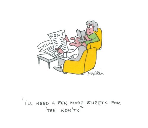 'I'll need a few more sheets for 'the won'ts'.'