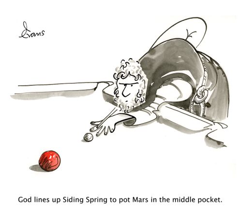 God lines up Siding Spring to pot Mars in the middle pocket.
