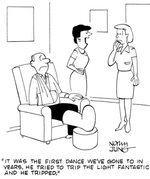 "It was the first dance we've gone to in years. He tried to trip the light fantastic and he tripped."