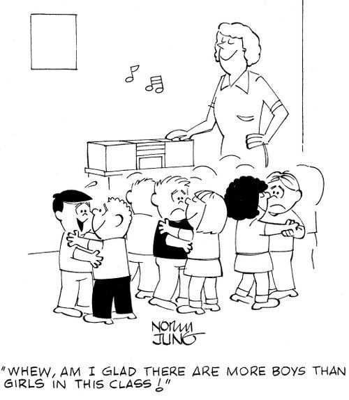 "Whew, am I glad there are more boys than girls in this class!"