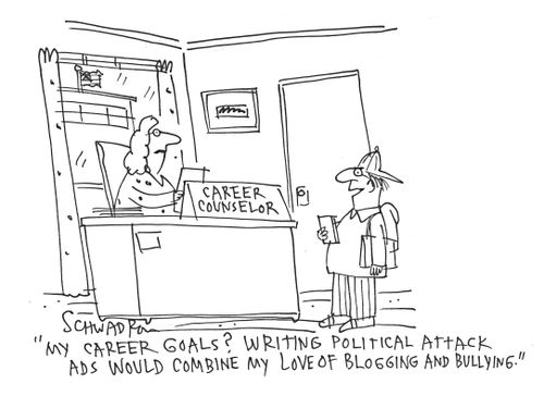 'My career goals? Writing political attack ads would combine my love of blogging and bullying.'