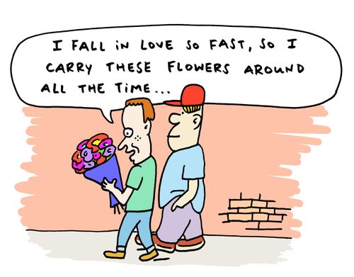 'I fall in love so fast, so I carry these flowers around all the time...'