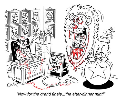"Now for the grand finale...the after-dinner mint!"