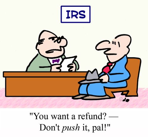 "You want a refund? - Don't PUSH it, pal!"