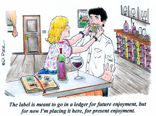 "The label is meant to go in a ledger for future enjoyment, but for now I'm placing it here, for present enjoyment."