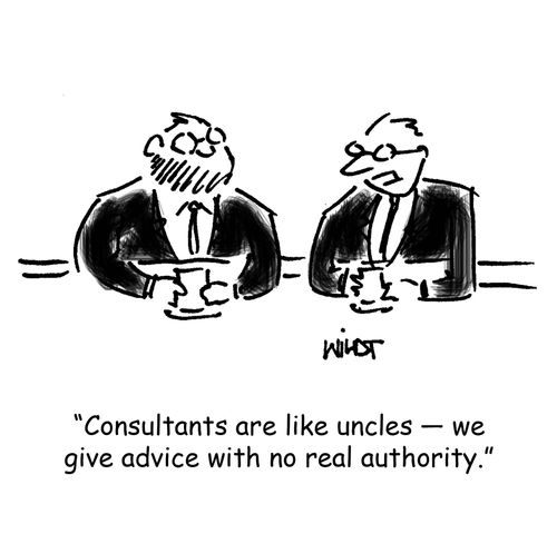 "Consultants are like uncles - we give advice with no real authority."