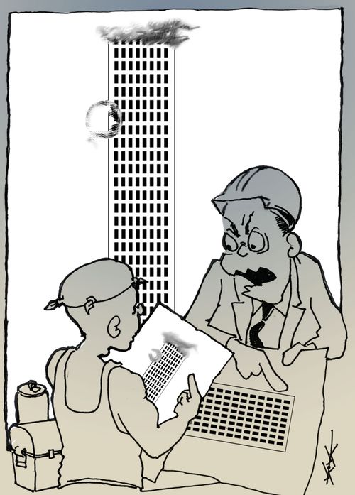 Builder follows an architect's blueprints exactly, including the smudges.