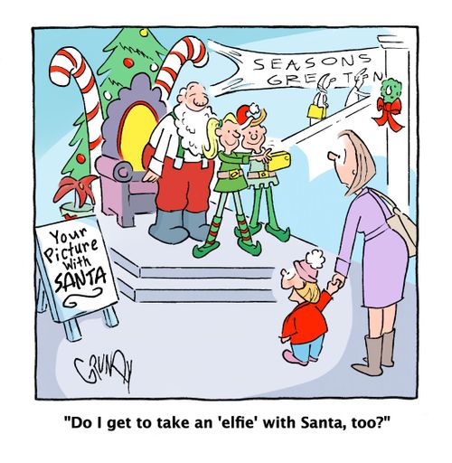 'Do I get to take an 'elfie' with Santa, too?'