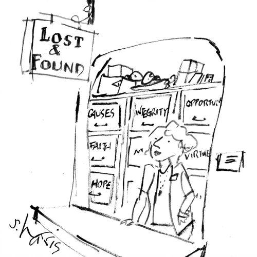 Lost & Found:  Causes, Integrity, Opportunity, Faith, Hope and Virtue.
