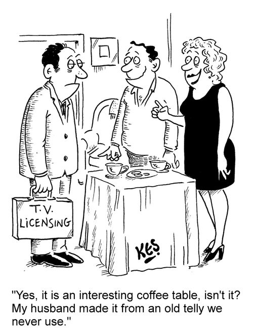 "Yes, it is an interesting coffee table, isn't it? My husband made it from an old telly we never use."
