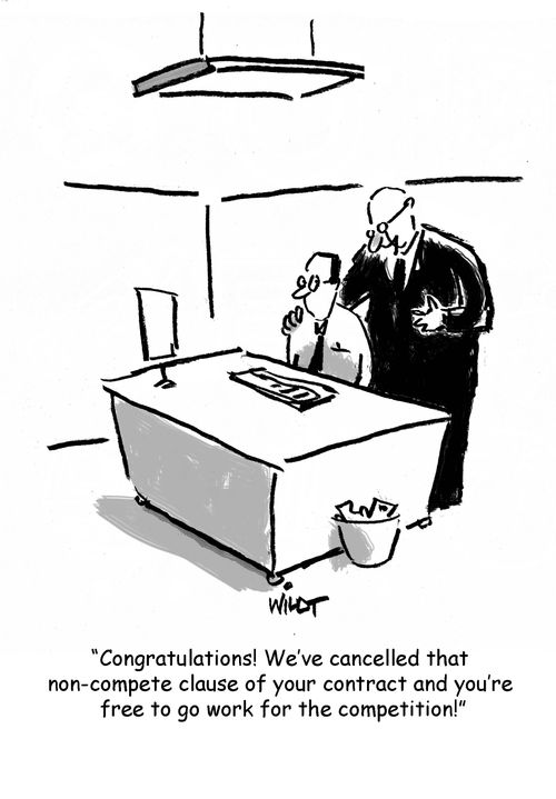"Congratulations! We've cancelled that non-compete clause of your contract and you're free to go work for the competition."