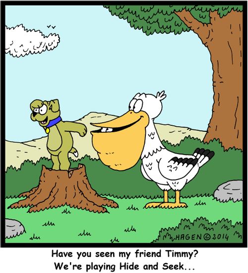 "Have you seen my friend Timmy? We're playing Hide and Seek..."