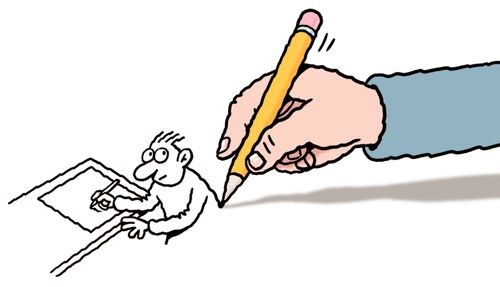 An artist drawing an artist drawing.