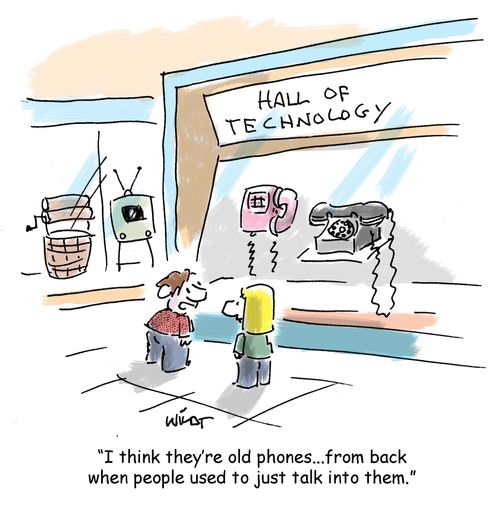 'I think they're old phones...from from when people used to just talk into them.'
